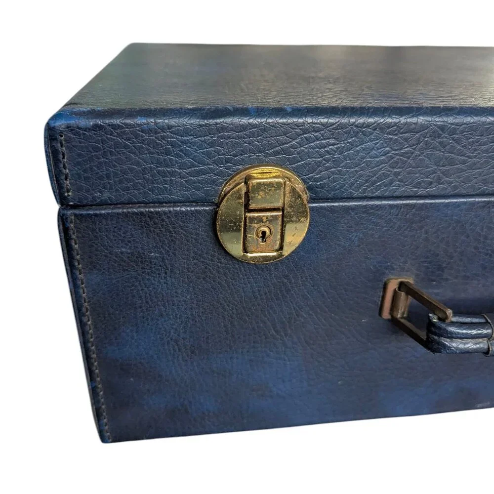 Vintage Blue Faux Leather Briefcase